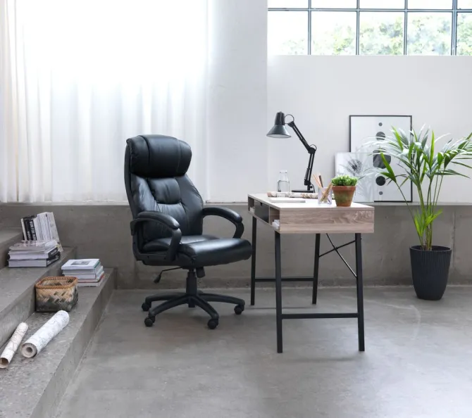 Kontorstol TJELE sort kunstlæder/sort