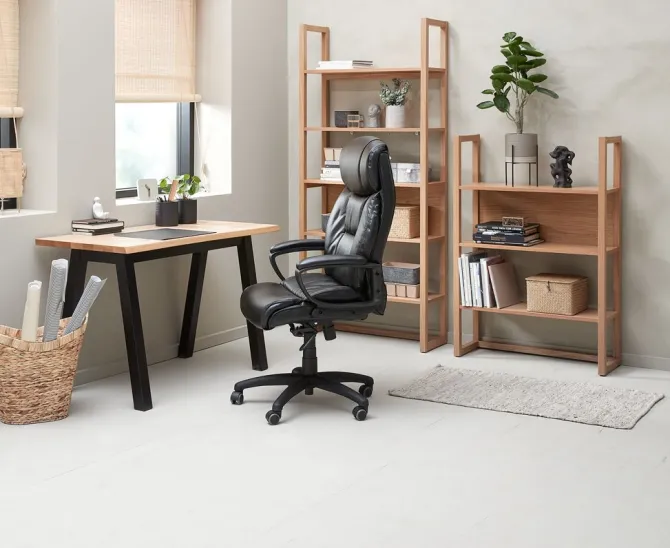 Kontorstol TJELE sort kunstlæder/sort