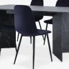 KRONDAL L180 bord marmor + 4 BISTRUP mørkeblå velour