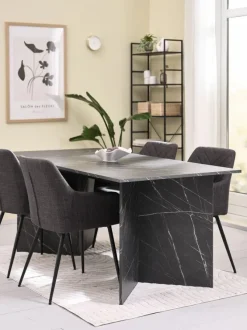KRONDAL L180 bord marmor + 4 PURHUS stole grå/sort