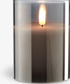 LED bloklys KLAUS Ø8xH10cm grå