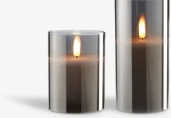 LED bloklys KLAUS Ø8xH15cm grå