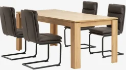 LINTRUP L190/280 bord eg + 4 ULSTRUP stole antracitgrå