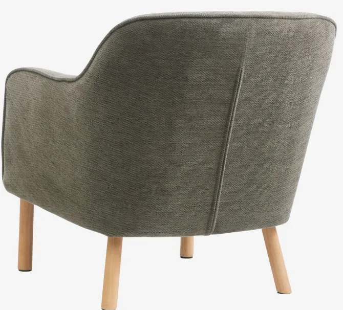 Lænestol BREDAL olivengrønt stof/egefarve