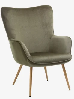 Lænestol HUNDESTED grønt fløjl/egefarve