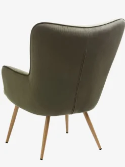 Lænestol HUNDESTED grønt fløjl/egefarve