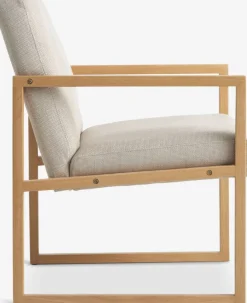 Lænestol KALUNDBORG sandfarvet stof/eg