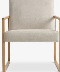 Lænestol KALUNDBORG sandfarvet stof/eg