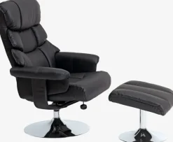 Lænestol m/fodskammel HASSELAGER sort