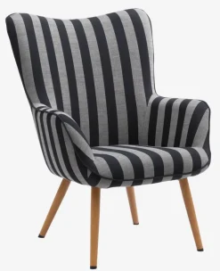 Lænestol SIMESTED stribet sort/beige stof