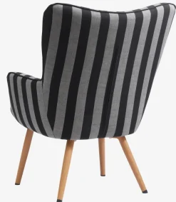 Lænestol SIMESTED stribet sort/beige stof