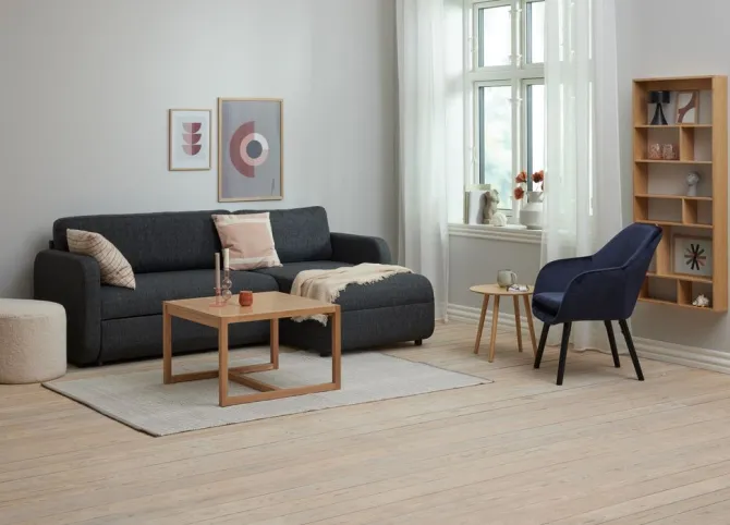 Lænestol UDSBJERG blå velour/sort