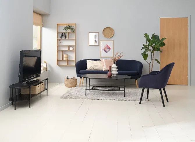 Lænestol UDSBJERG blå velour/sort