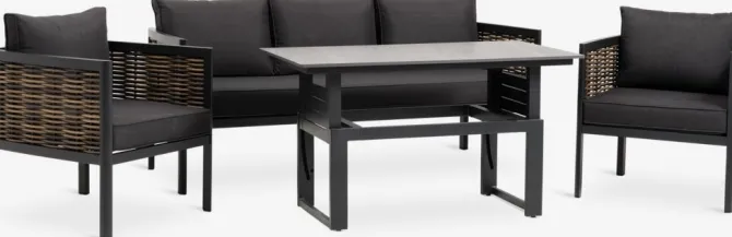 Loungesæt SALTEN 5-pers. hurtigtørrende sort