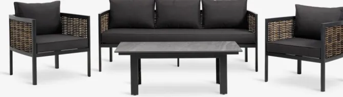 Loungesæt SALTEN 5-pers. hurtigtørrende sort