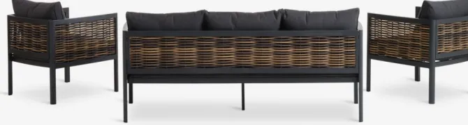 Loungesæt SALTEN 5-pers. hurtigtørrende sort