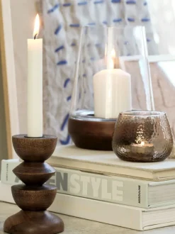 Lysestage JANUS Ø9xH14cm brun