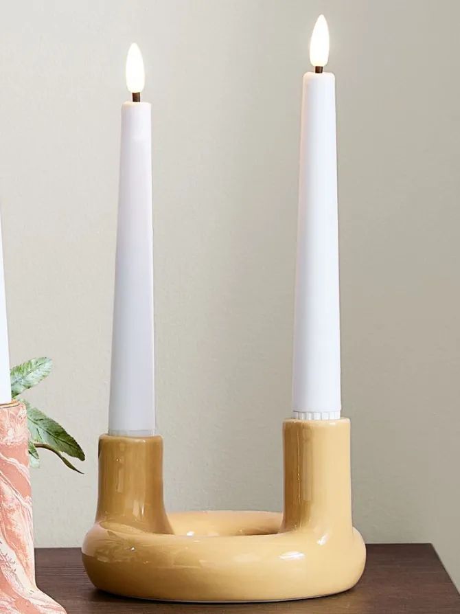 Lysestage JIM Ø13xH9cm gul