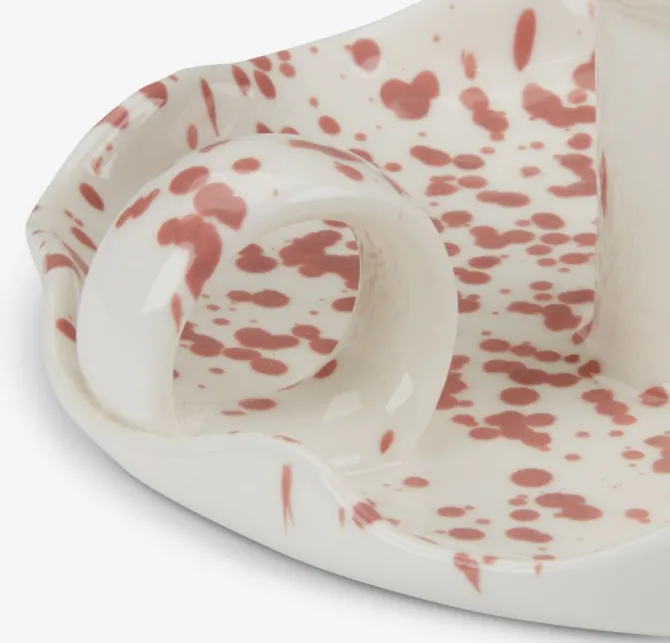 Lysestage REIDAR Ø14xH6cm hvid/rosa