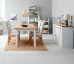 MARKSKEL L150/193 bord eg + 4 TUREBY stole beige