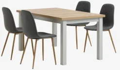 MARKSKEL L150/193 bord grå + 4 JONSTRUP asfalt/eg