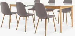 MARSTRAND L200 bord hvid + 4 JONSTRUP stole grå/eg