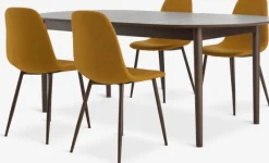 MARSTRAND L200 bord mørk eg + 4 JONSTRUP stole karry