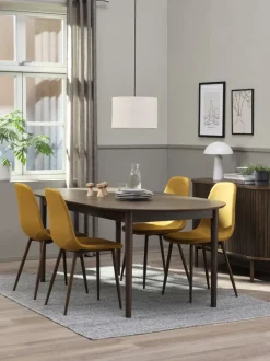 MARSTRAND L200 bord mørk eg + 4 JONSTRUP stole karry