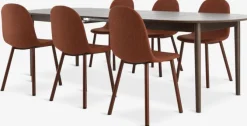 MARSTRAND L200/280 bord mørk eg + 4 EJSTRUP stole terrakotta
