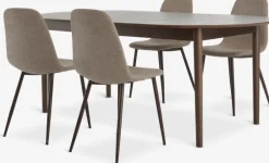 MARSTRAND L200 bord mørk eg + 4 JONSTRUP stole beige