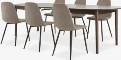 MARSTRAND L200 bord mørk eg + 4 JONSTRUP stole beige