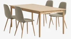 MARSTRUP L190/280 bord eg + 4 BISTRUP stole sand