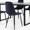 MOSELUND bord L180 keramik + 4 BISTRUP stole mørkeblå velour