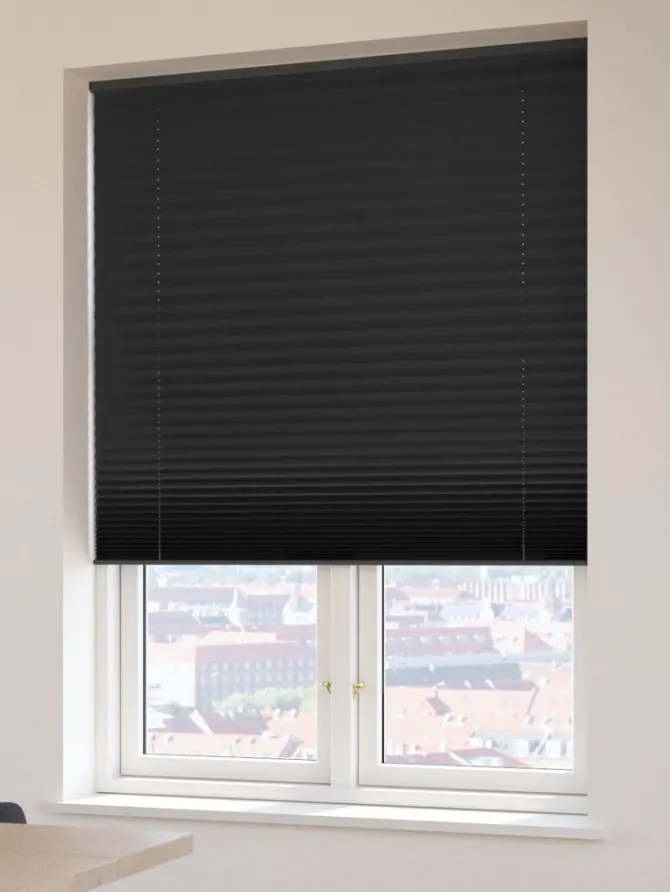 Plisségardin mørklægning FYN 80x160 sort trådløst