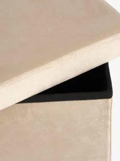 Puf AUNING 38x38 m/opbevaringsplads mørk sand velour