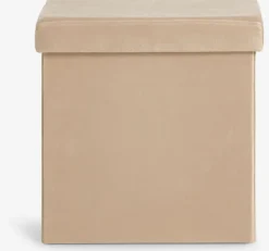 Puf AUNING 38x38 m/opbevaringsplads mørk sand velour