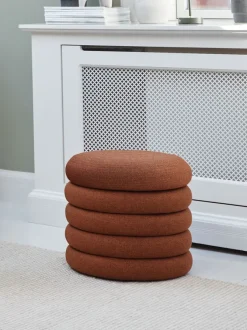 Puf DALENE Ø45 m/opbevaringsplads terrakottafarvet stof