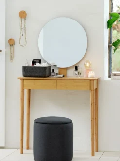 Puf GISLEV Ø36 m/opbevaringsplads asfaltfarvet stof