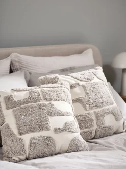 Pyntepude DVERGFAKS 45x45 grå/beige