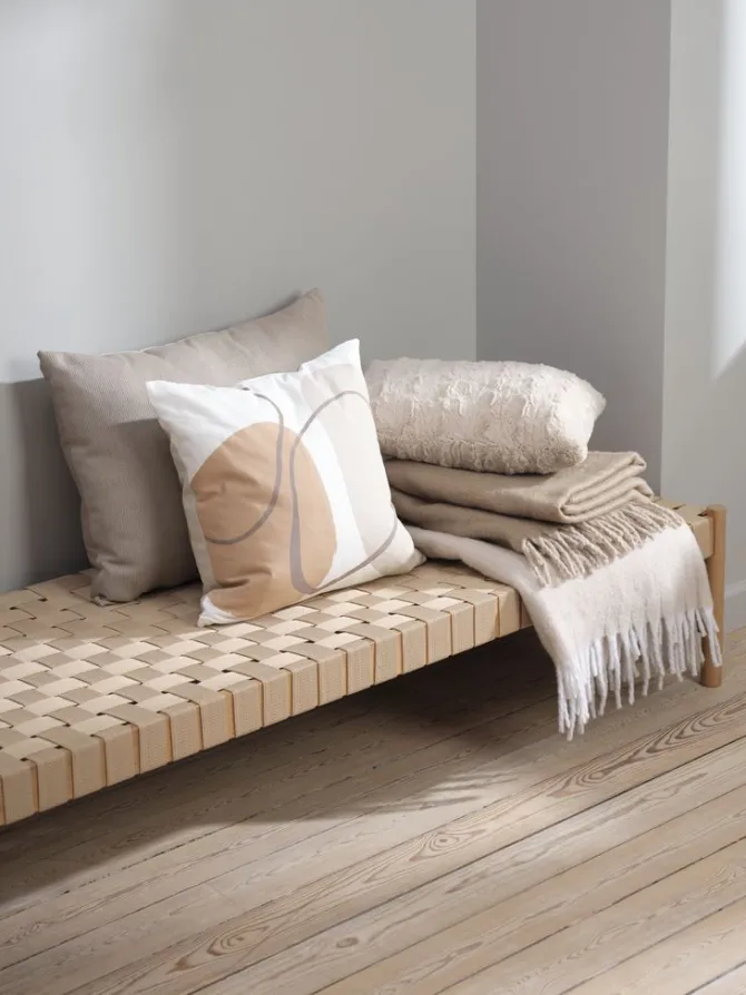 Pyntepudebetræk POPPEL 50x50 hvid/beige