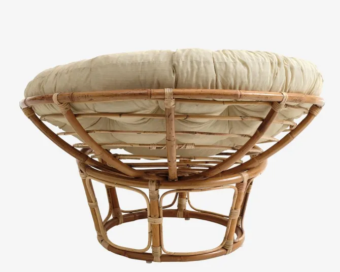 Rattanstol JORDRUP Ø100cm natur/råhvidt stof