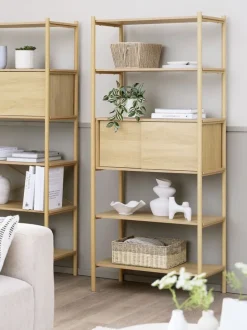 Reol LINDVED 6 hylder 2 låger egefarve