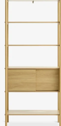Reol LINDVED 6 hylder 2 låger egefarve