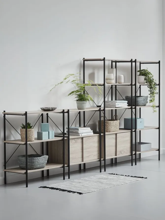 Reol VANDBORG 3 hylder eg/sort