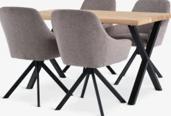 ROSKILDE/ROSLEV L140 bord eg natur + 4 ROSTRUP stole sand