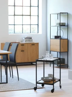 Rullebord GANGSTED 2 hylder egefarve/sort