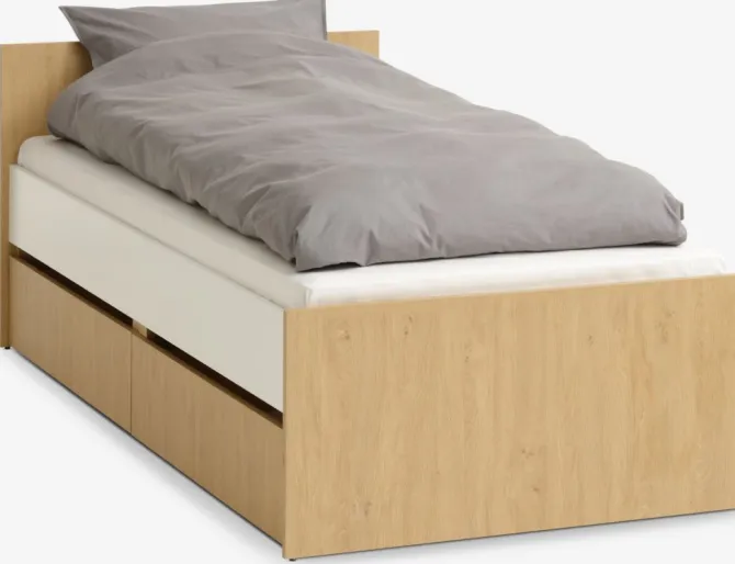 Seng m/opbevaringsplads BILLUND 90x200 hvid/eg