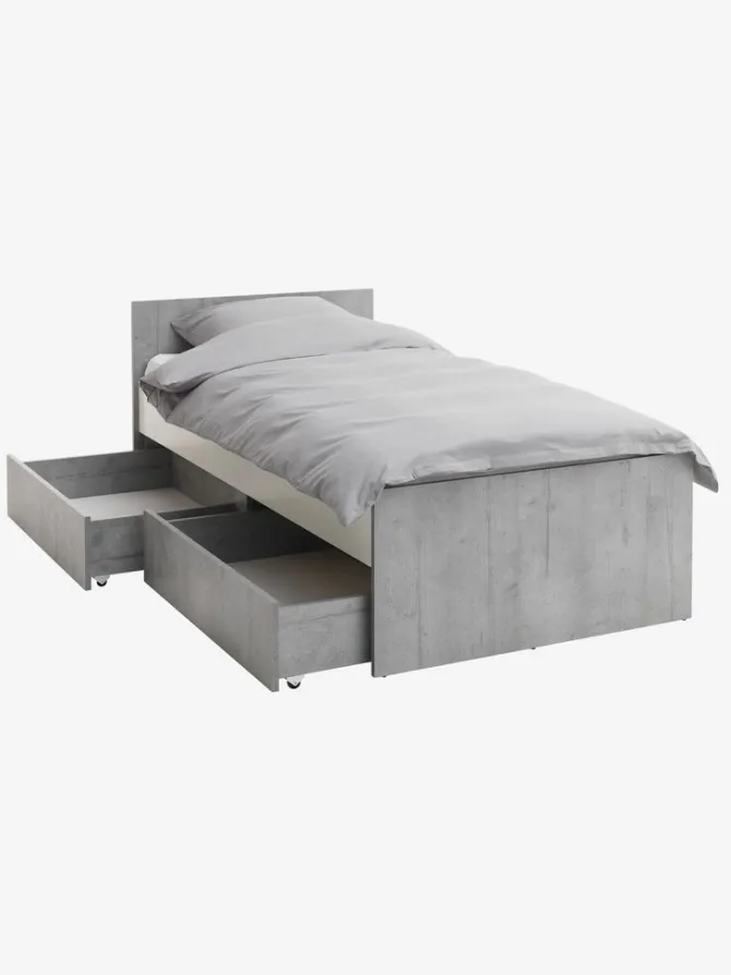 Seng m/opbevaringsplads BILLUND 90x200 hvid/beton