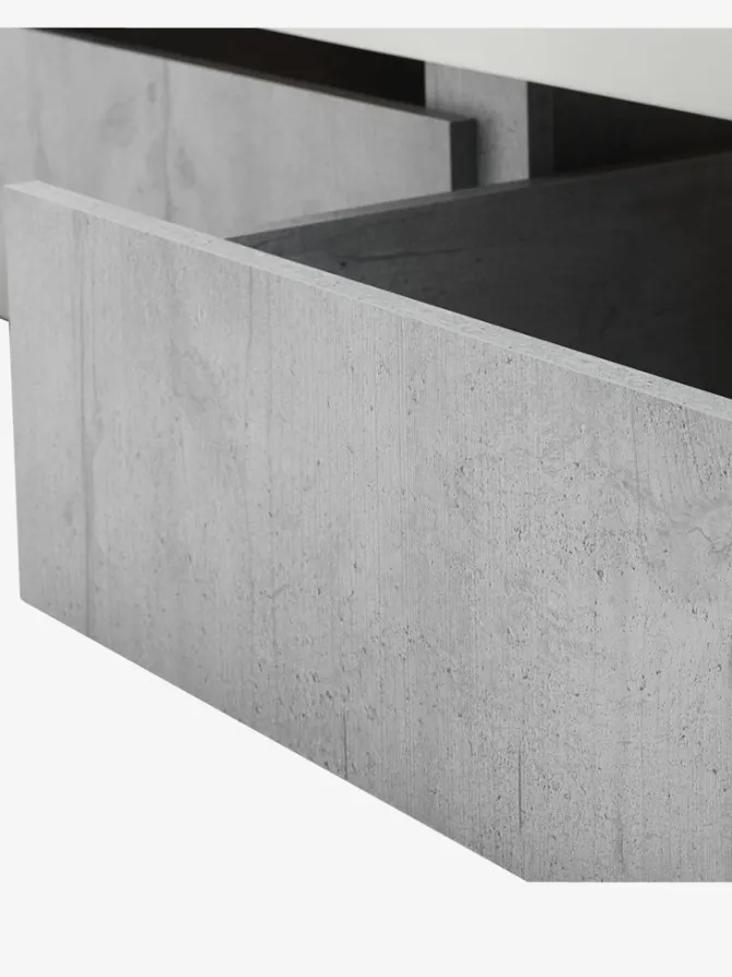 Seng m/opbevaringsplads BILLUND 90x200 hvid/beton