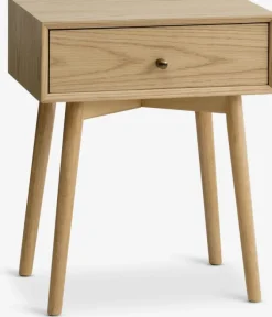 Sengebord HOKKSUND 1 skuffe eg natur